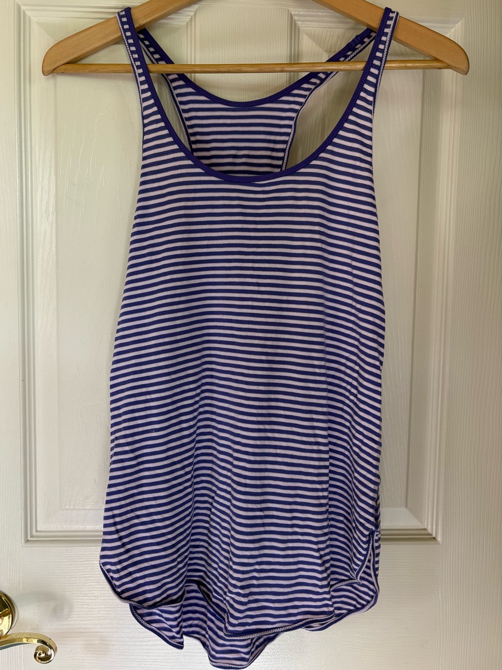 lululemon athletica Purple and White Striped Racerback Tank
